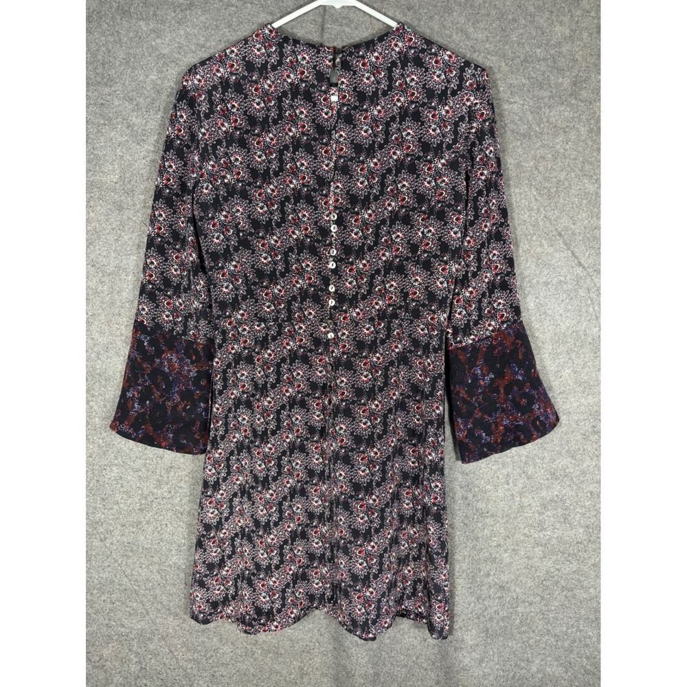 Derek Lam 10 Crosby Floral Paisley Button Back Mini Dress Black Red Womens 4